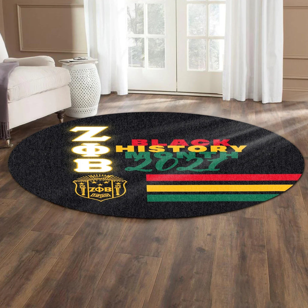 Africa Zone Carpet - Zeta Phi Beta Black History Month Style Round Carpet J5
