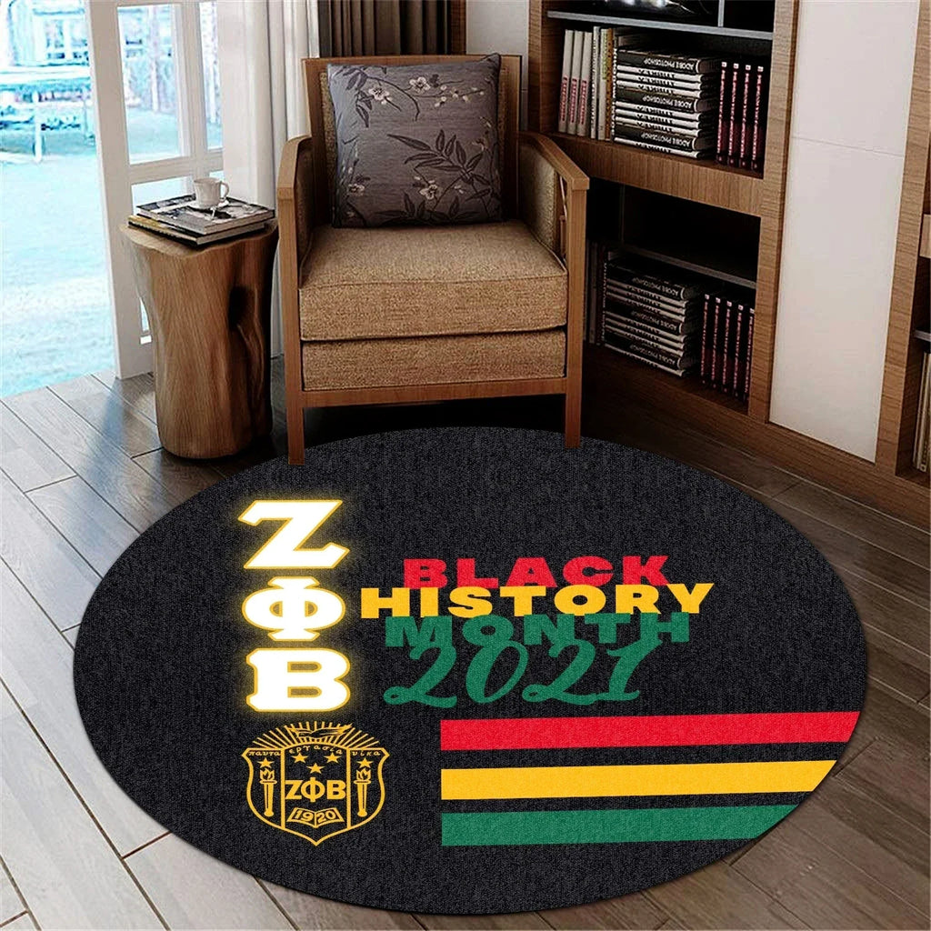 Africa Zone Carpet - Zeta Phi Beta Black History Month Style Round Carpet J5