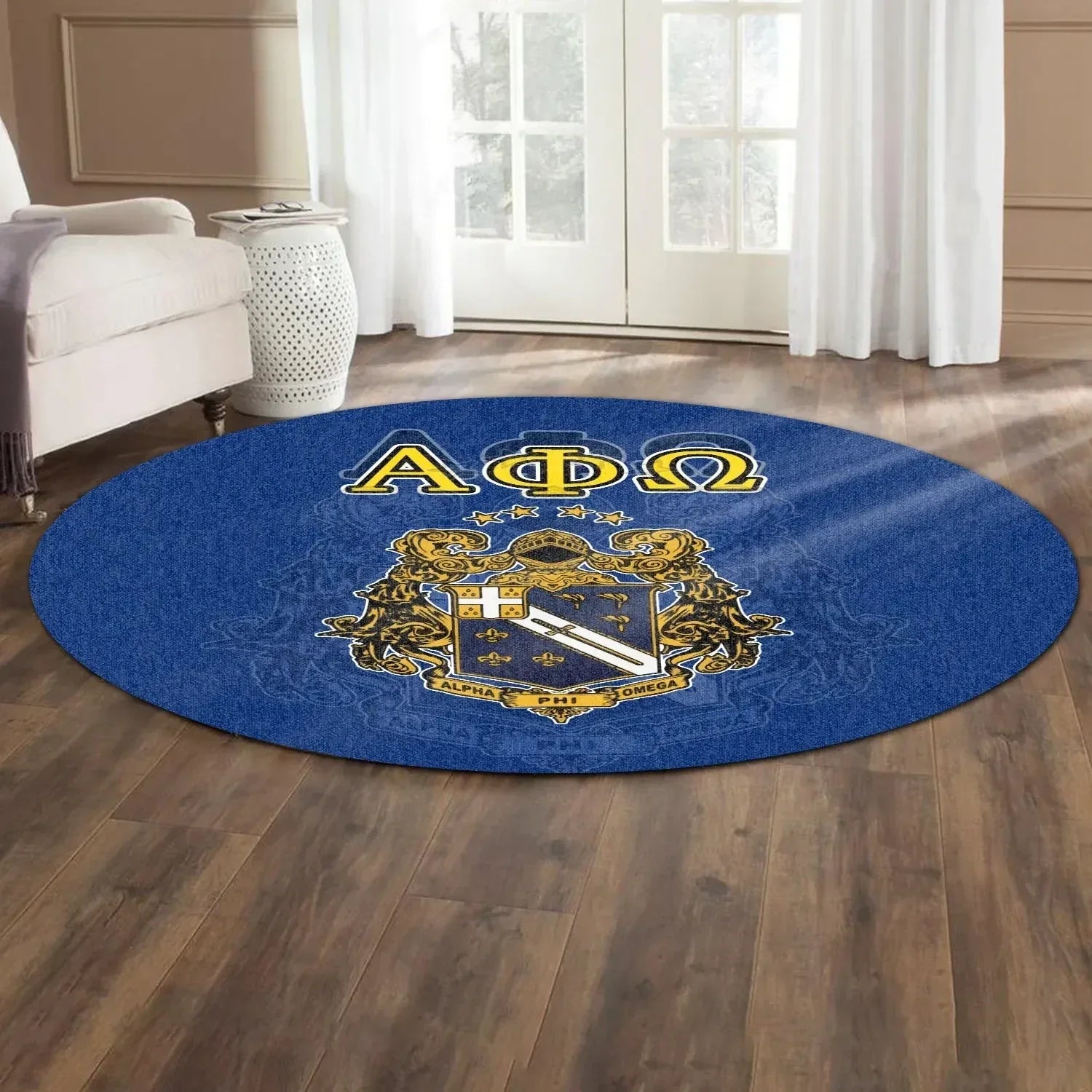 Africa Zone Carpet - Alpha Phi Omega Ink Stain Royal Blue Round Carpet J5