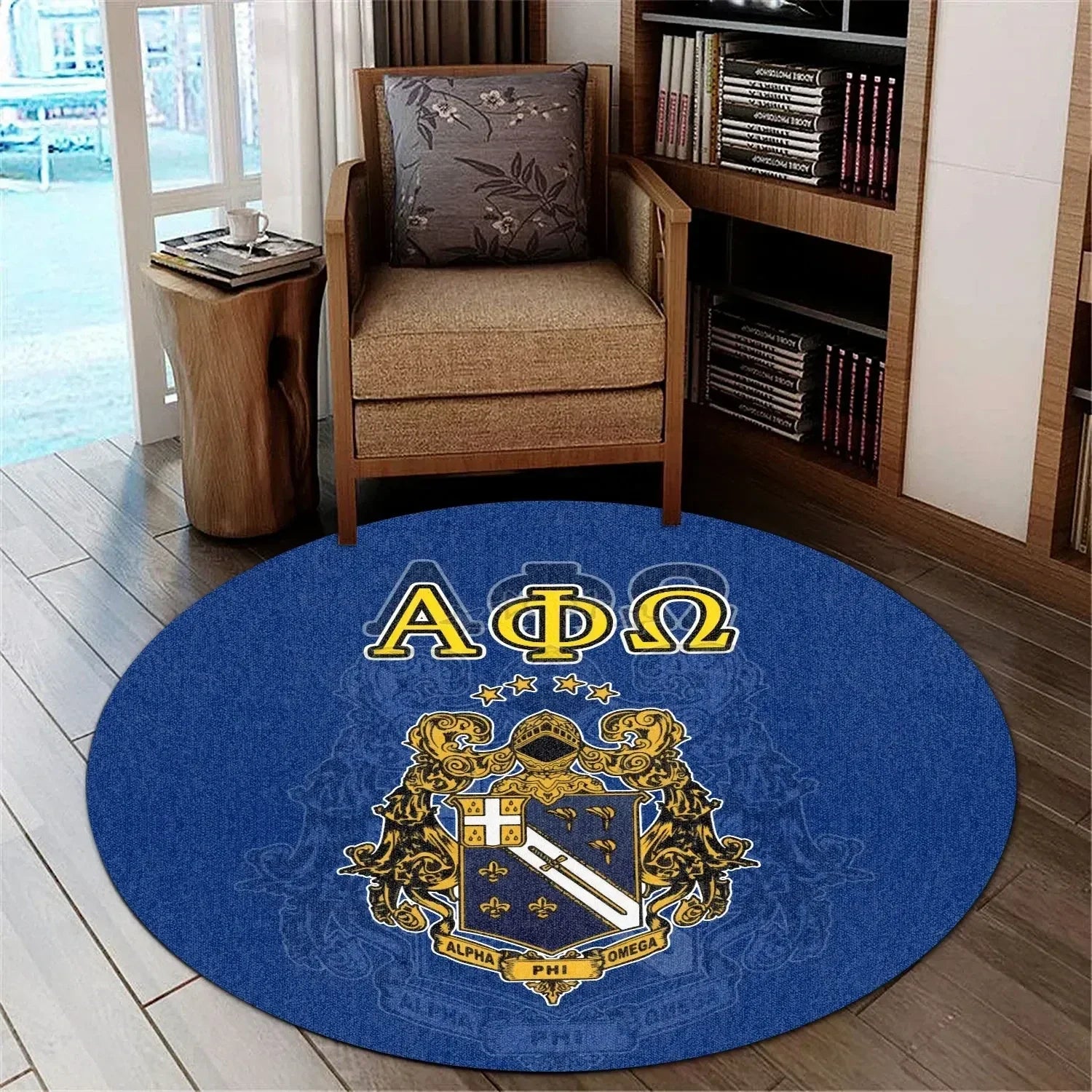 Africa Zone Carpet - Alpha Phi Omega Ink Stain Royal Blue Round Carpet J5