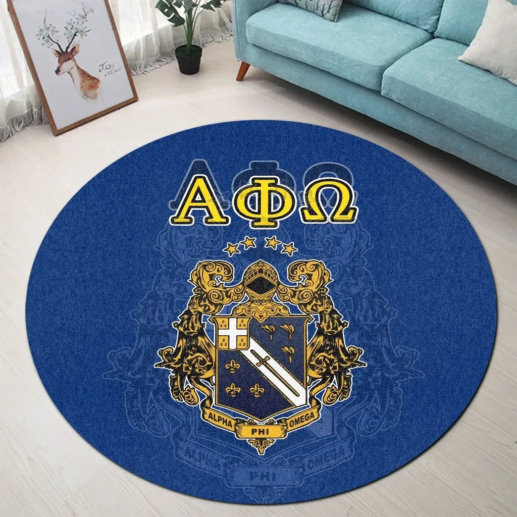 Alpha Phi Omega Ink Stain Royal Blue Round Carpet