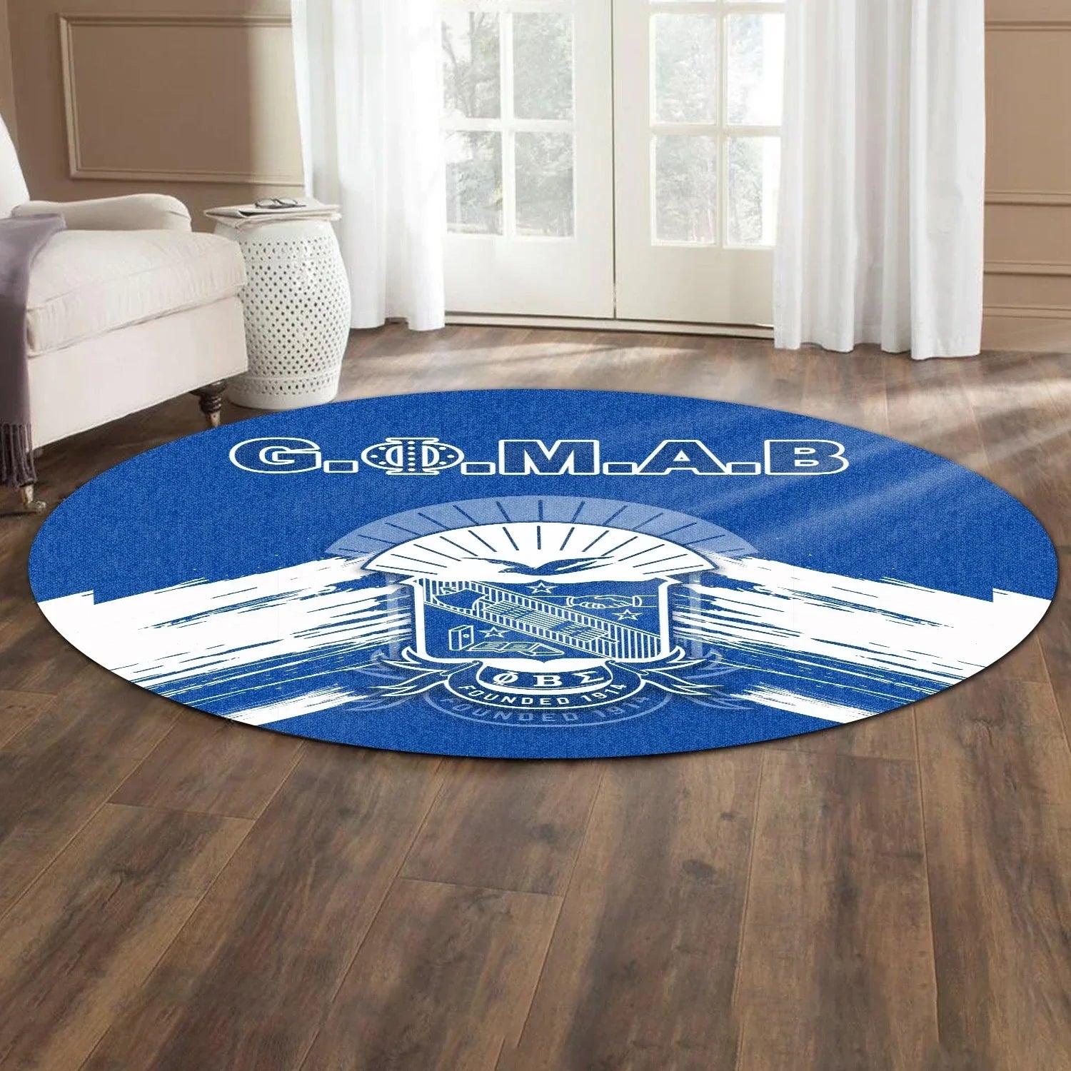 Africa Zone Carpet - Phi Beta Sigma Blue GOMAB Version 02 Round Carpet J5