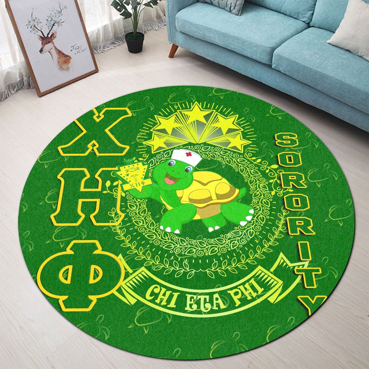 Africa Zone Round Carpet - Chi Eta Phi Sorority Turtle Pattern Round Carpet A31