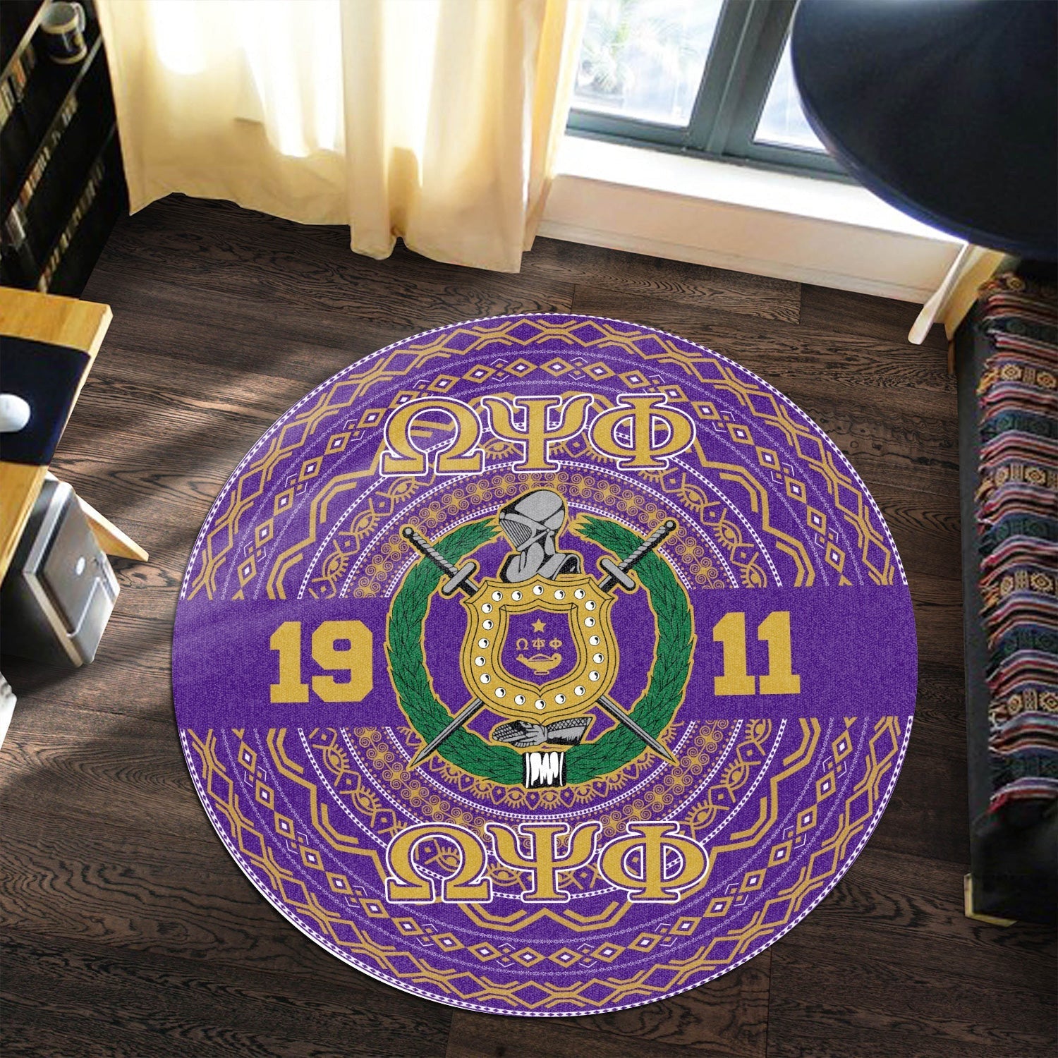 Africazone Round Carpet  - Omega Psi Phi African Pattern A31 | Africazone.Store