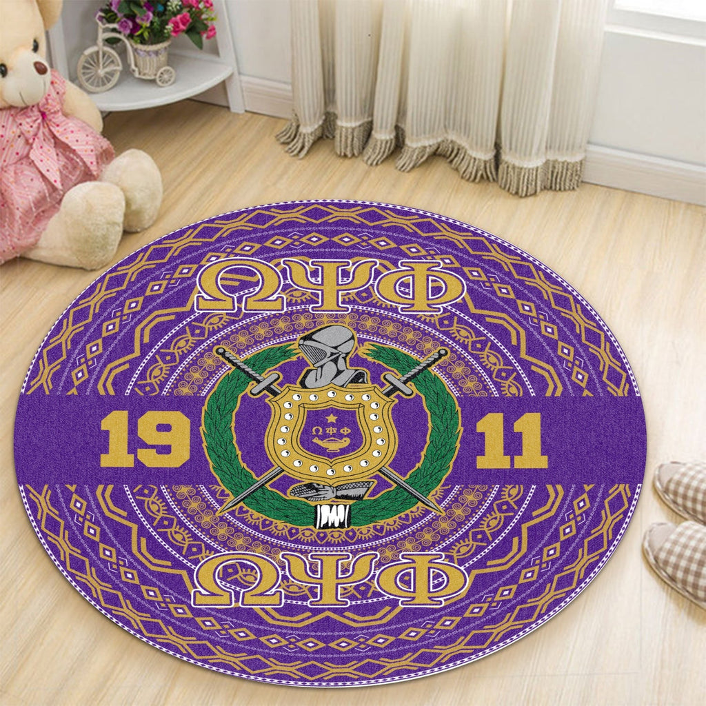 Africazone Round Carpet  - Omega Psi Phi African Pattern A31 | Africazone.Store
