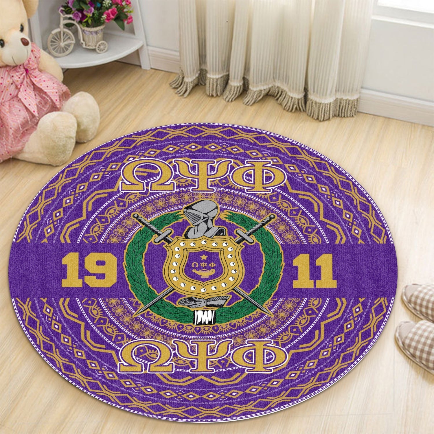 Africazone Round Carpet  - Omega Psi Phi African Pattern A31 | Africazone.Store