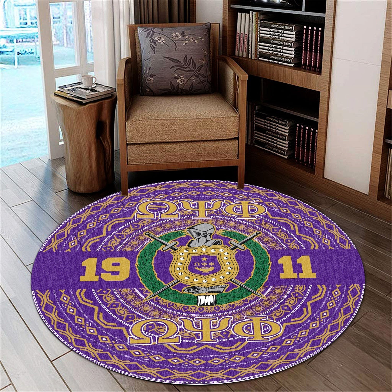 Africazone Round Carpet  - Omega Psi Phi African Pattern A31 | Africazone.Store