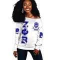 Africa Zone Sweatshirt - Zeta Phi Beta Pearl White Offshoulder A31