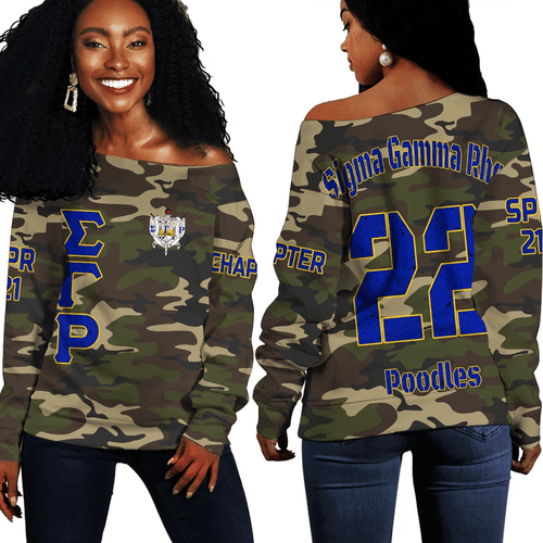 (Custom) Africa Zone Sweatshirt - Sigma Gamma Rho Camouflage Off Shoulder Sweaters A31