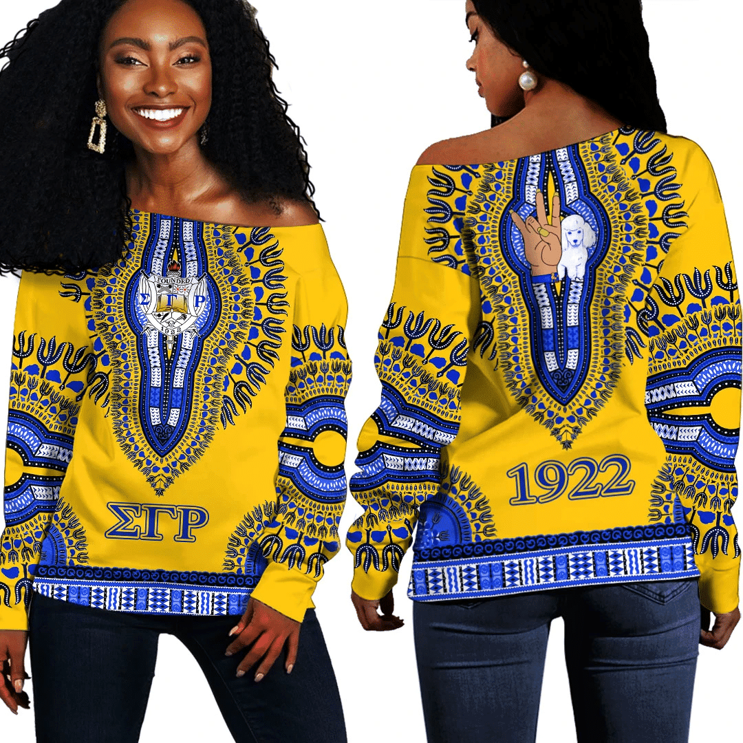 Africa Zone Sweatshirt - Sigma Gamma Rho Dashiki Off Shoulder Sweaters A31