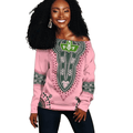 Africa Zone Greek Life Clothing - AKA Sorority Dashiki Off Shoulder Sweater J59