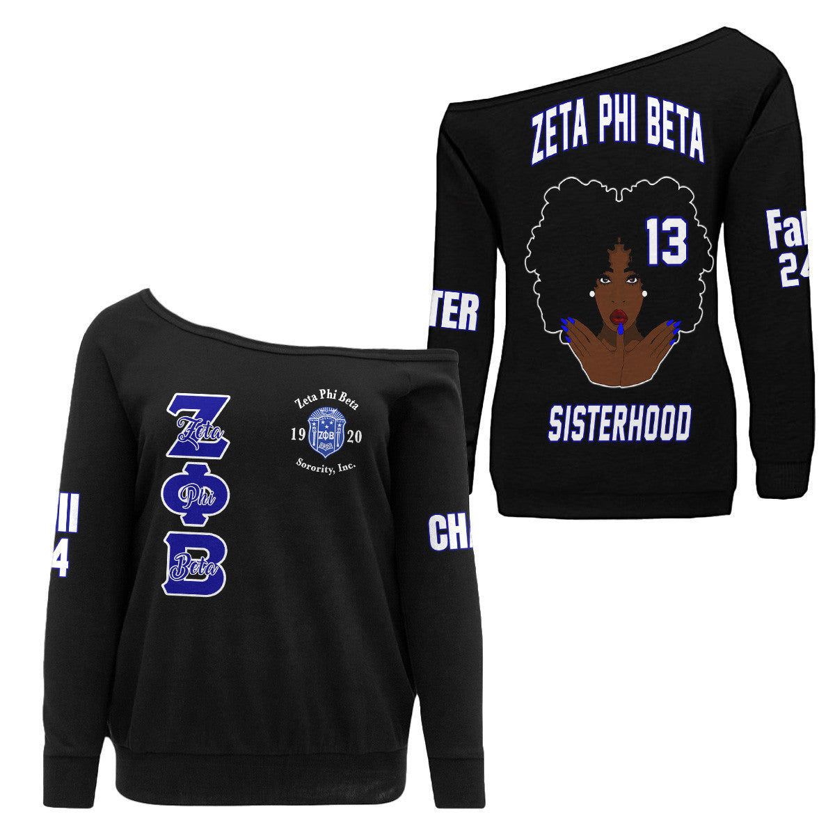 (Custom) Africazone Off Shoulder Sweaters - Zeta Phi Beta Finer Woman A31