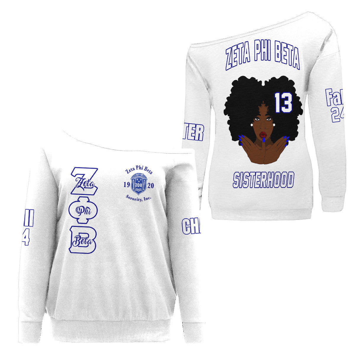 (Custom) Africazone Off Shoulder Sweaters - Zeta Phi Beta Finer Woman A31