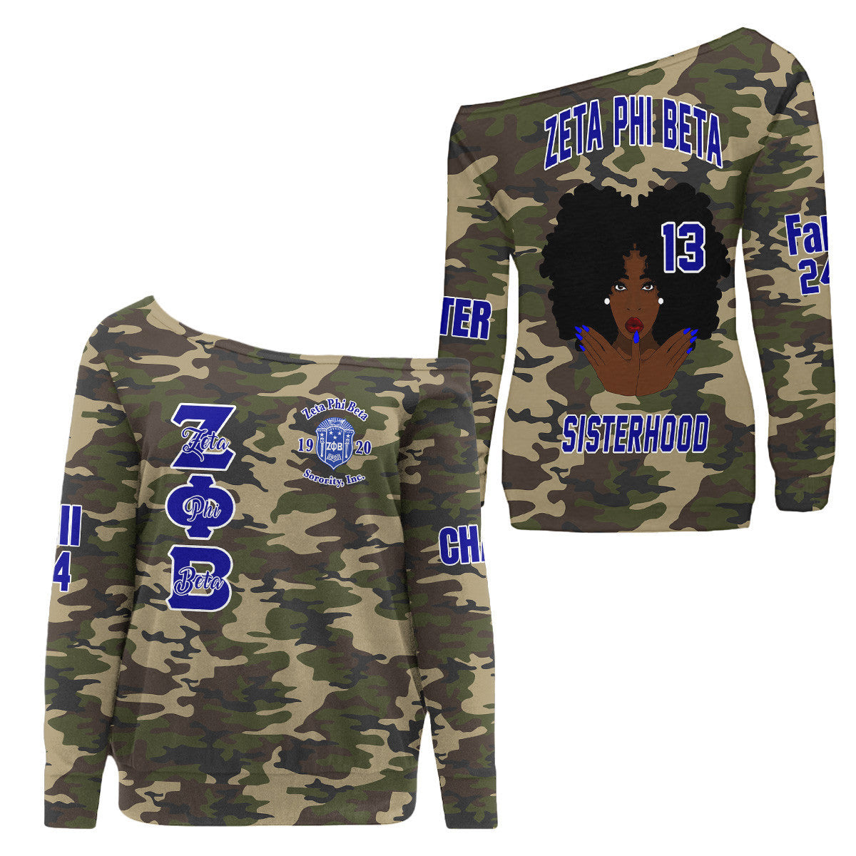 (Custom) Africazone Off Shoulder Sweaters - Zeta Phi Beta Finer Woman A31