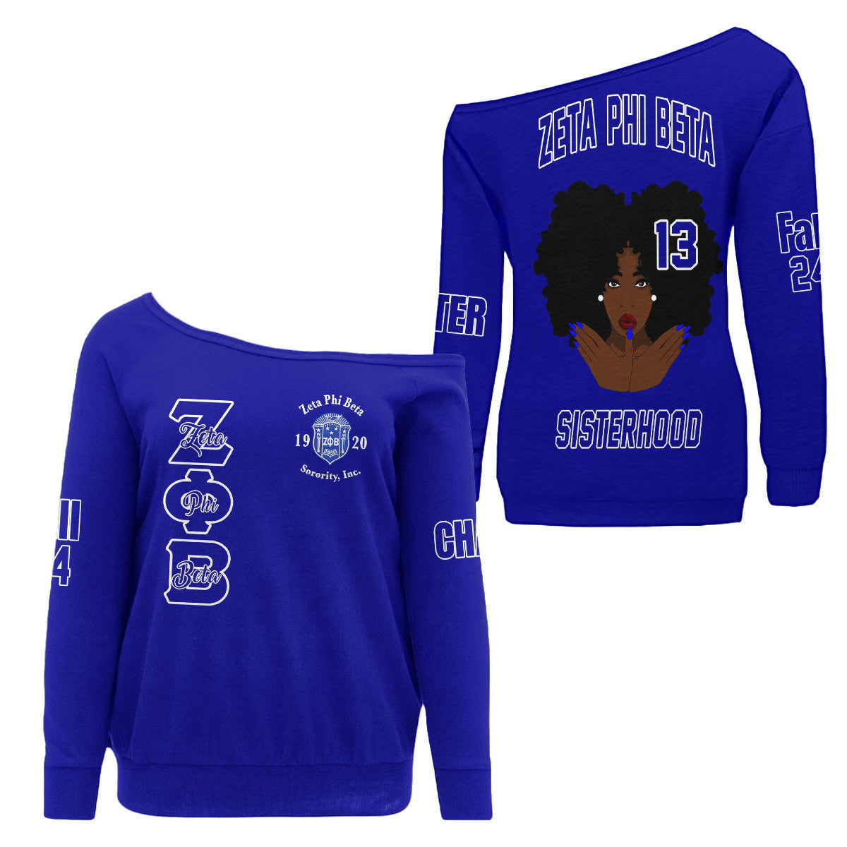 (Custom) Africazone Off Shoulder Sweaters - Zeta Phi Beta Finer Woman A31