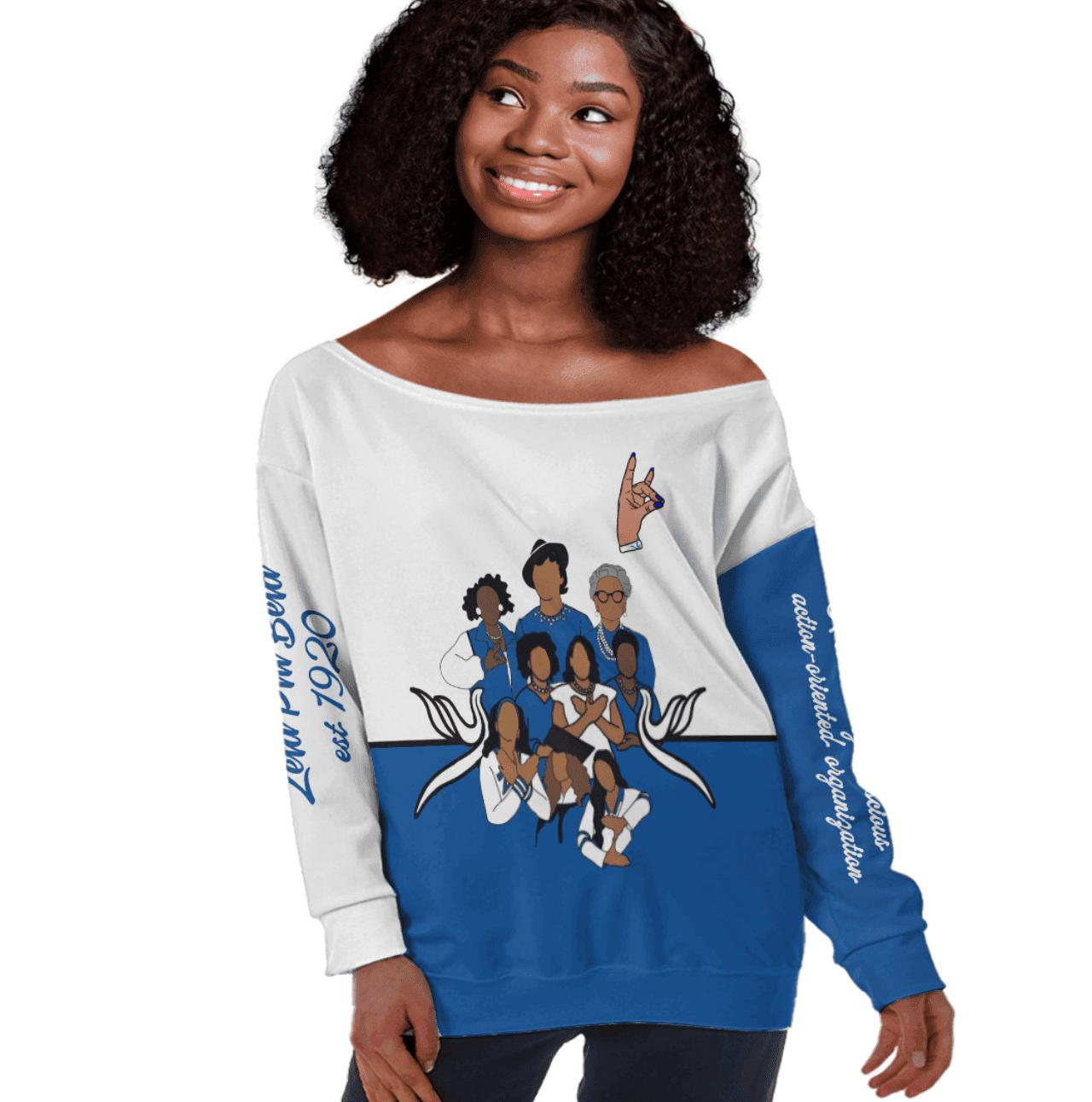 Greeklife Off Shoulder Sweater - Zeta Phi Beta Sorority Phenomenal Half Style A31