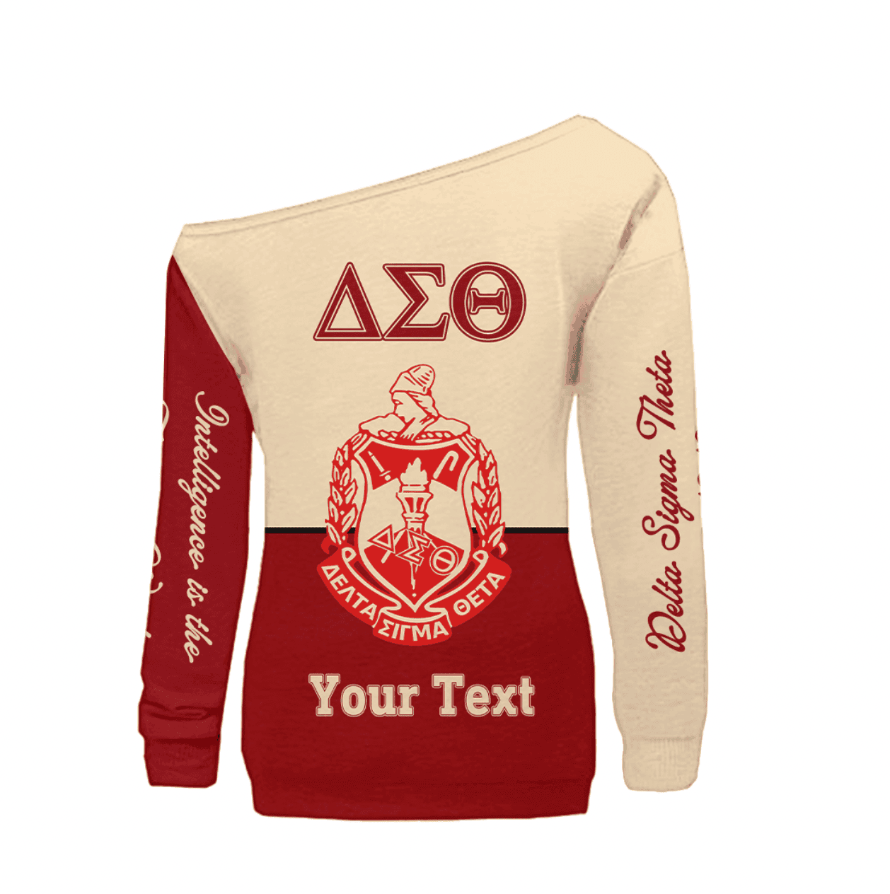 Africa Zone Greek Life Clothing - Delta Sigma Theta Sorority Off Shoulder Sweater Phenomenal Half Style A31