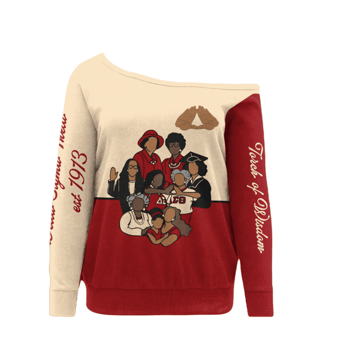Africa Zone Greek Life Clothing - Delta Sigma Theta Sorority Off Shoulder Sweater Phenomenal Half Style A31