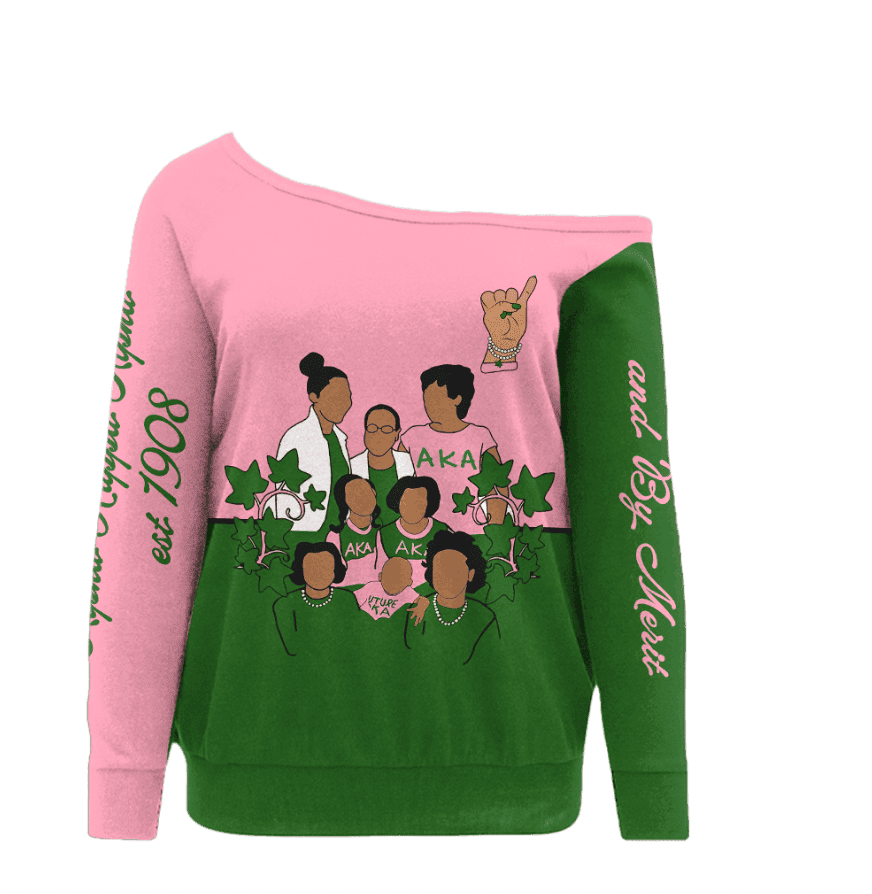 Africa Zone Greek Life Clothing - AKA Sorority Phenomenal Half Style Off Shoulder Sweater A31