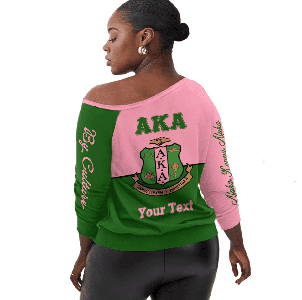 Africa Zone Greek Life Clothing - AKA Sorority Phenomenal Half Style Off Shoulder Sweater A31