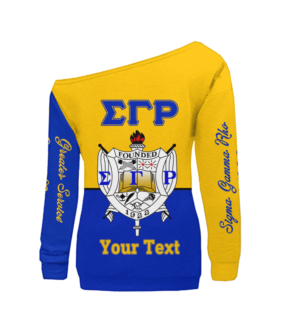 Greeklife Off Shoulder Sweatshirt - Sigma Gamma Rho Sorority Phenomenal Half Style A31