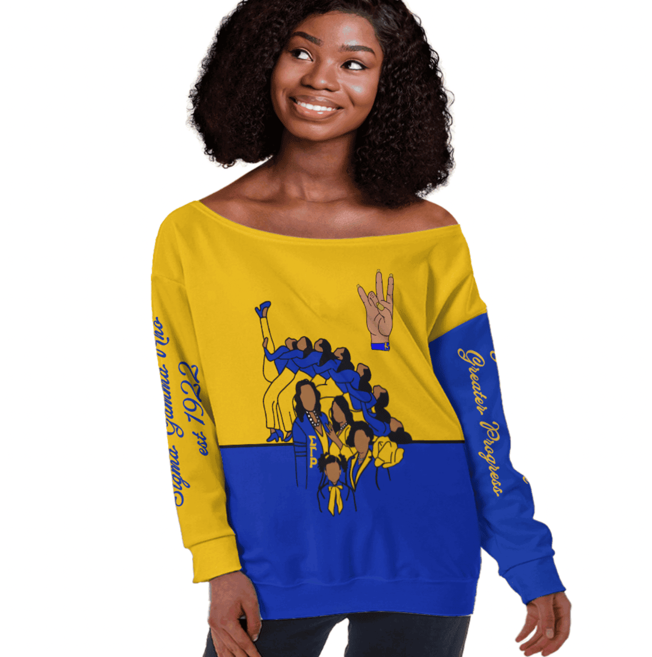 Greeklife Off Shoulder Sweatshirt - Sigma Gamma Rho Sorority Phenomenal Half Style A31