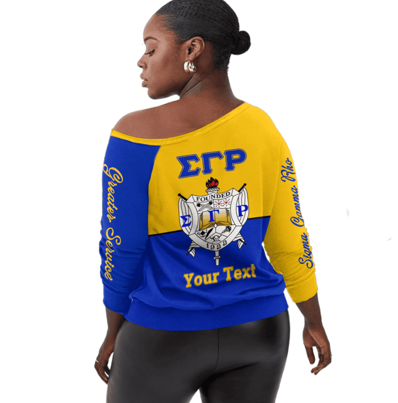 Greeklife Off Shoulder Sweatshirt - Sigma Gamma Rho Sorority Phenomenal Half Style A31