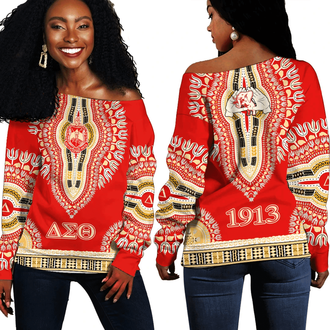 Deltas 1913 Legacy Off Shoulder Sweaters - Heritage Pride Dashiki Style