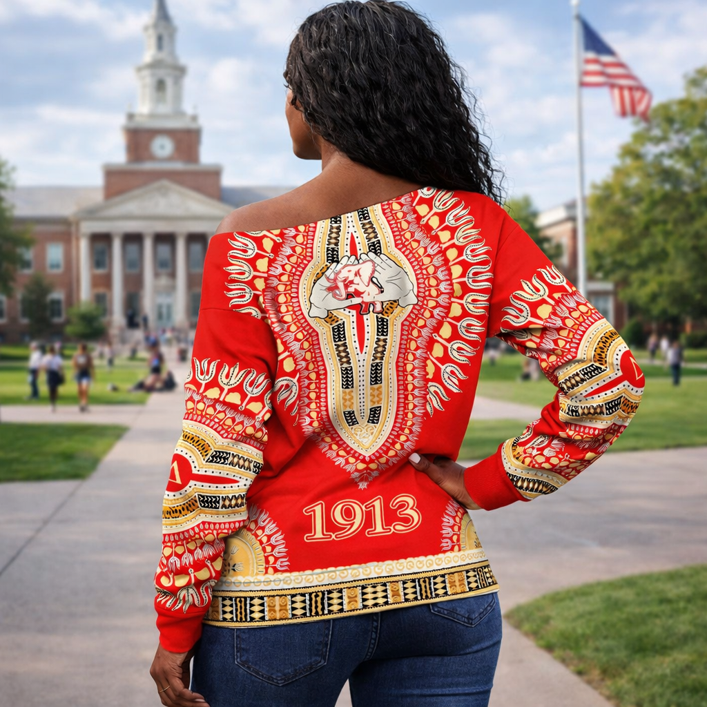 Deltas 1913 Legacy Off Shoulder Sweaters - Heritage Pride Dashiki Style