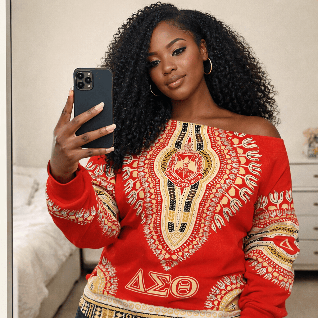 Deltas 1913 Legacy Off Shoulder Sweaters - Heritage Pride Dashiki Style