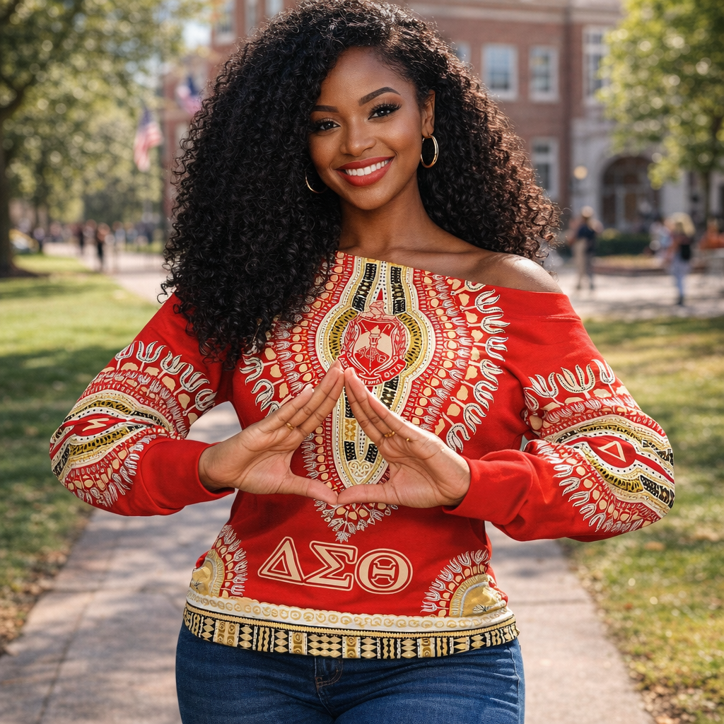 Deltas 1913 Legacy Off Shoulder Sweaters - Heritage Pride Dashiki Style
