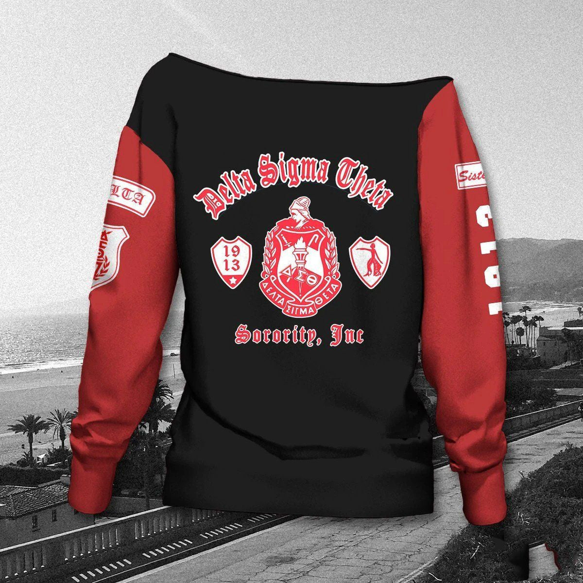 Deltas 1913 Sisterhood Off Shoulder Sweater - Proud Member Legacy Vibes (Homecoming)