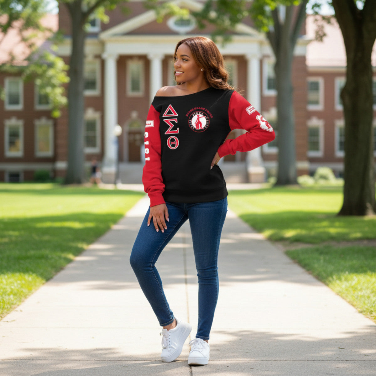 Deltas 1913 Sisterhood Off Shoulder Sweater - Proud Member Legacy Vibes (Homecoming)