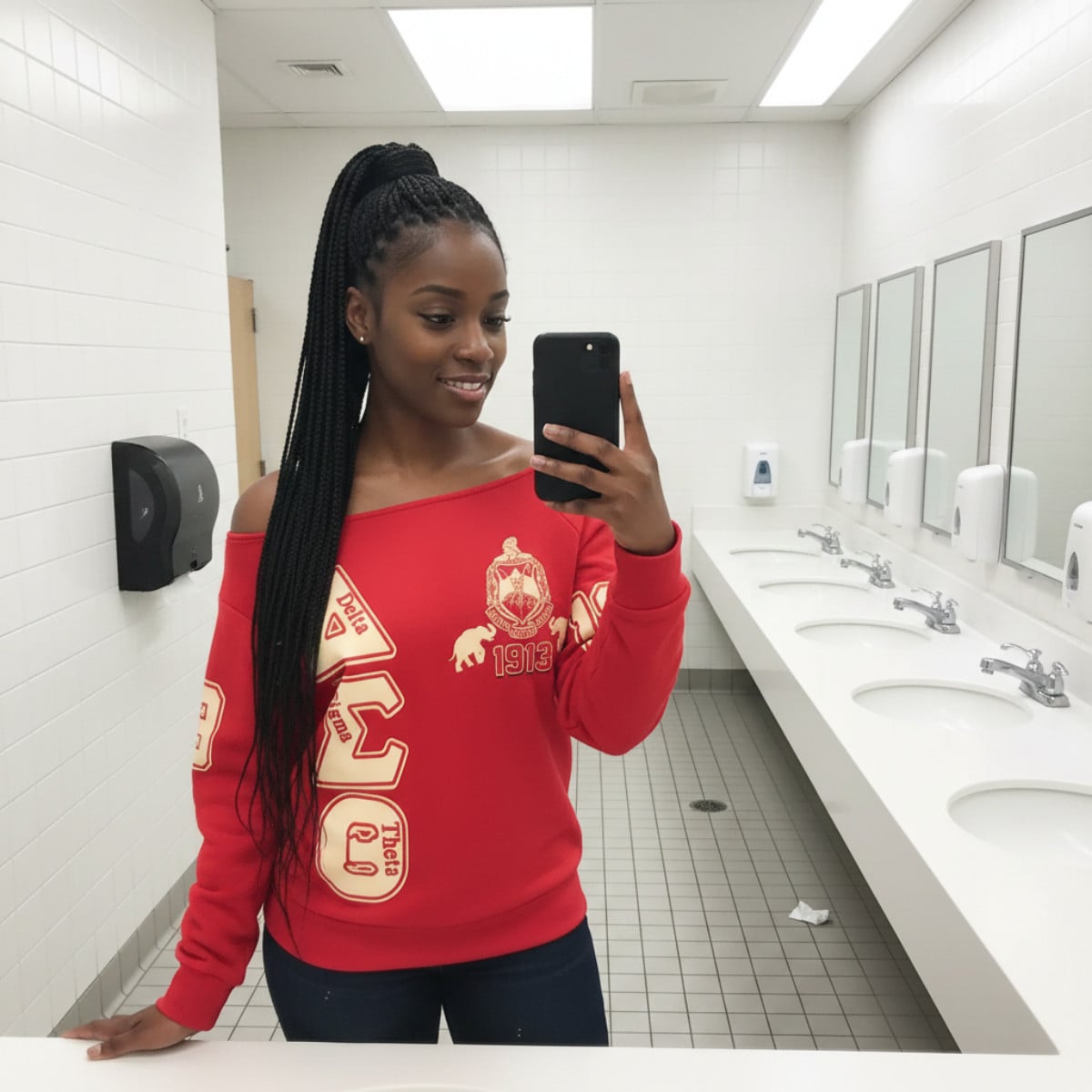 Deltas 1913 Sisterhood Pearl Off Shoulder Sweater - Gift for Her Legacy Pride