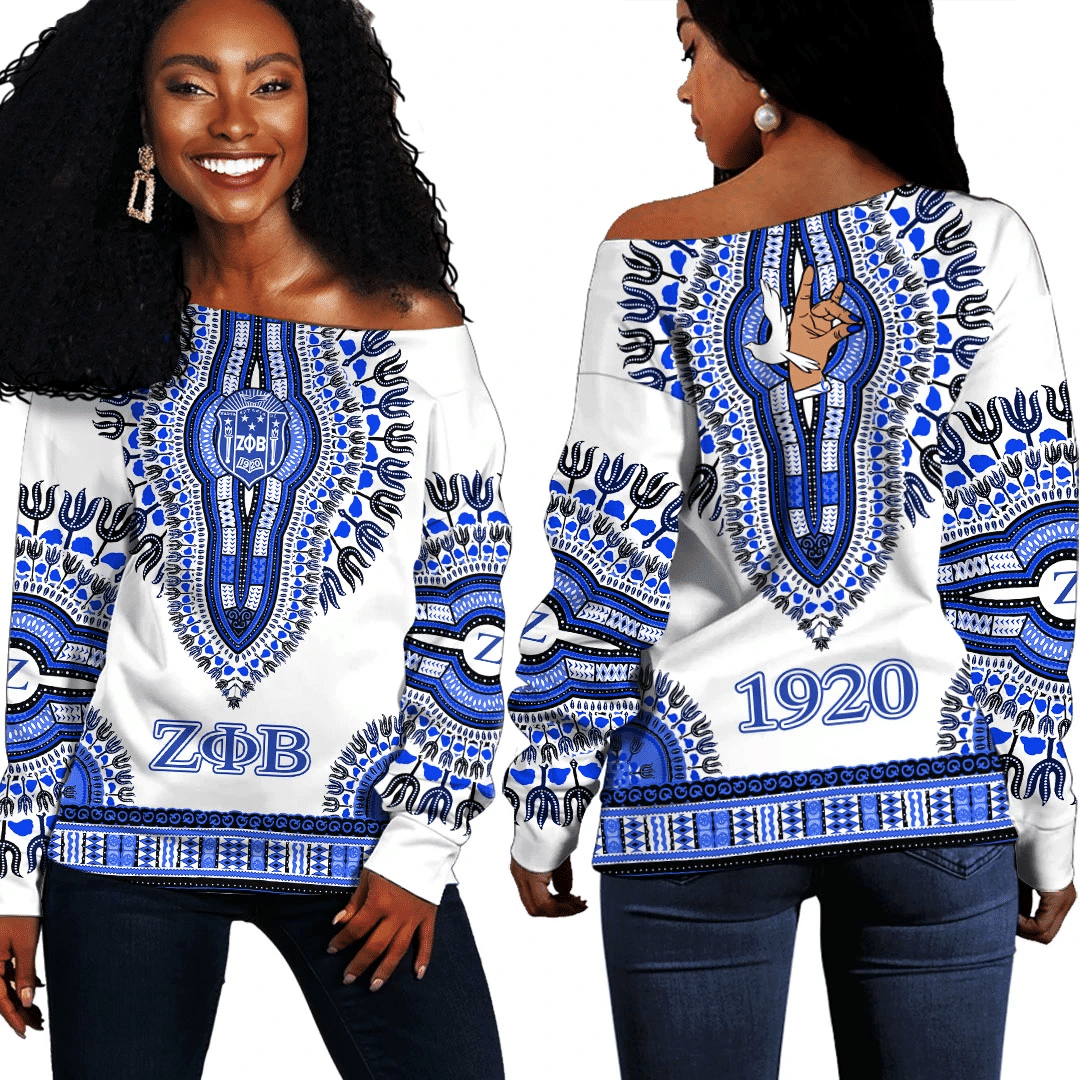 ZPhiB 1920 Legacy Off Shoulder Sweatshirt - Heritage Pride Dashiki Style