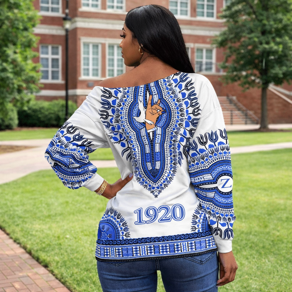 ZPhiB 1920 Legacy Off Shoulder Sweatshirt - Heritage Pride Dashiki Style