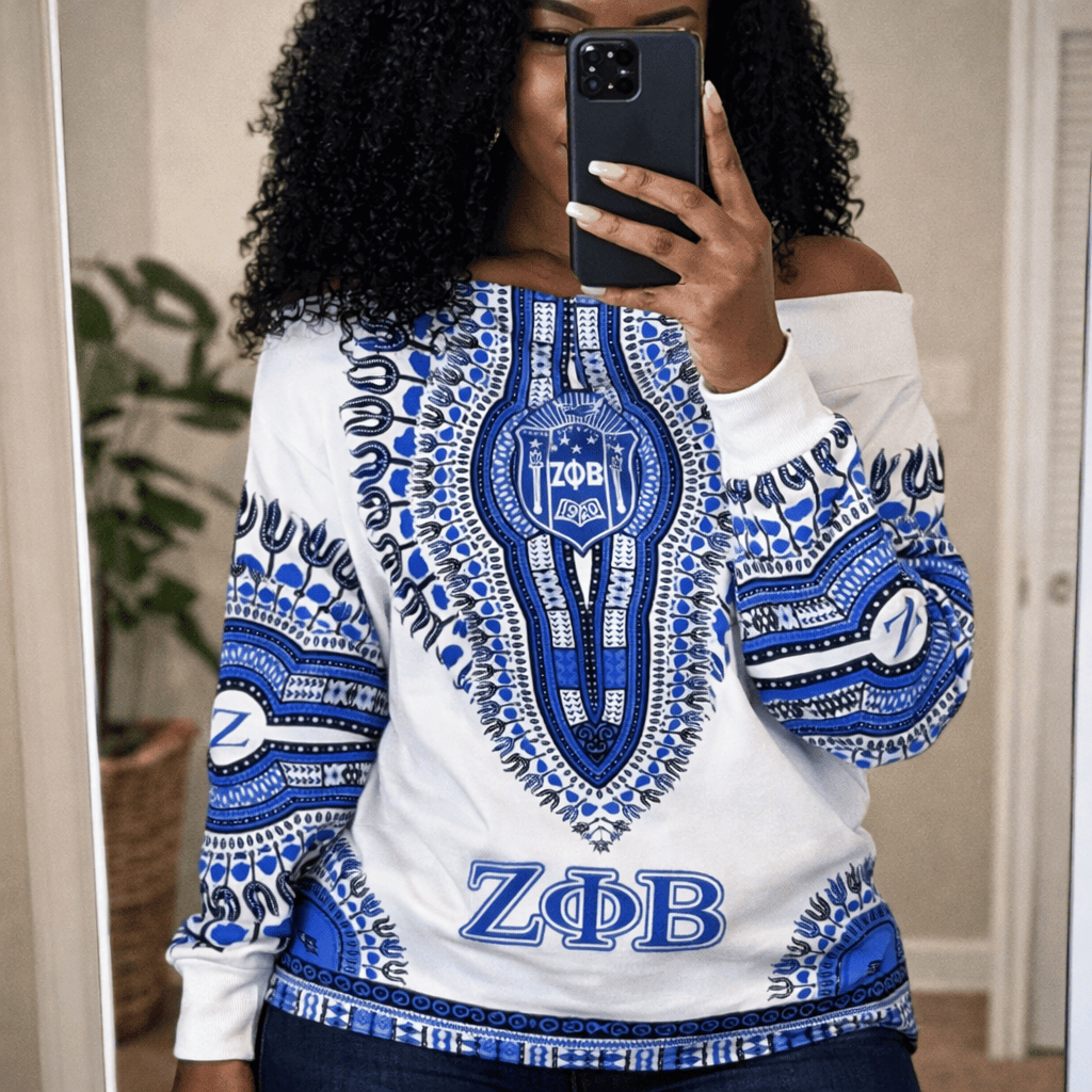 ZPhiB 1920 Legacy Off Shoulder Sweatshirt - Heritage Pride Dashiki Style