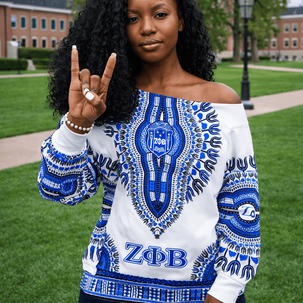 ZPhiB 1920 Legacy Off Shoulder Sweatshirt - Heritage Pride Dashiki Style