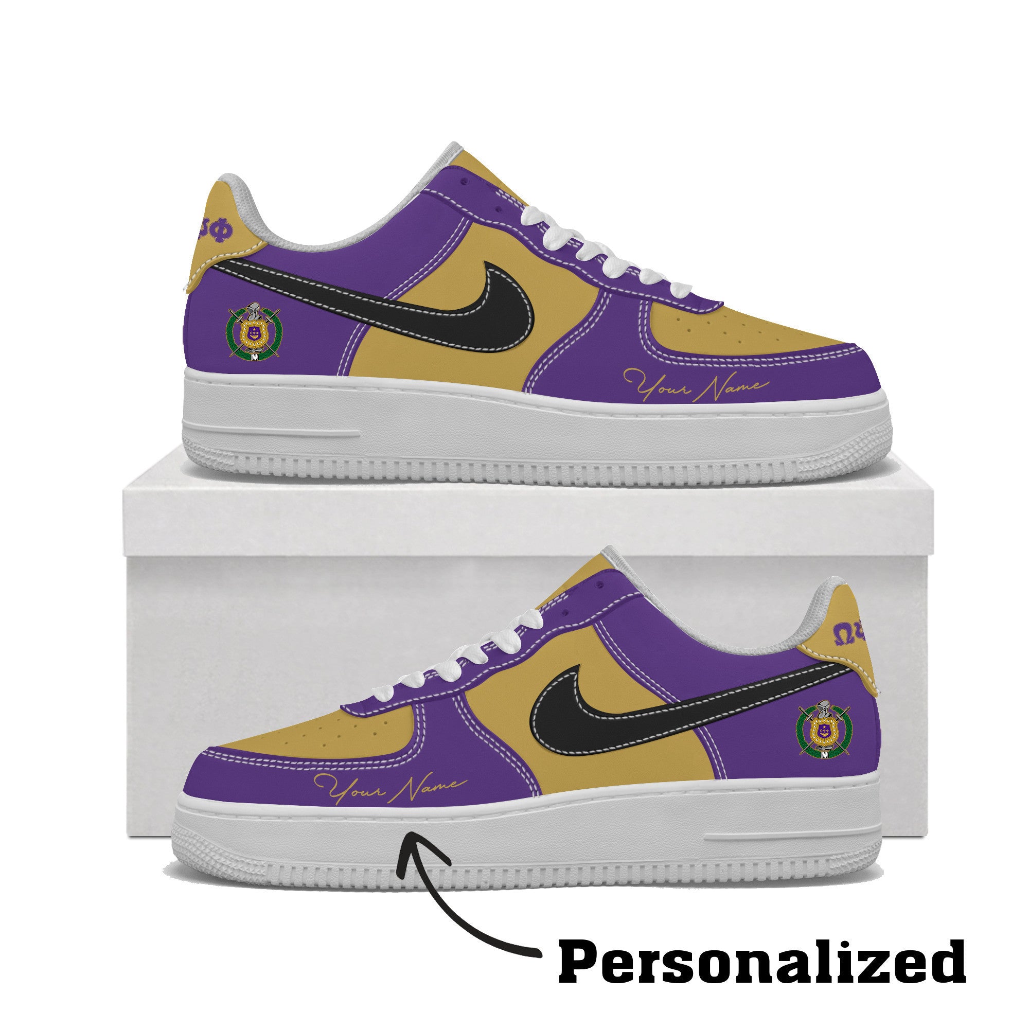 (Personalized) Omega Psi Phi Fraternity Nike Air Force 1 Shoes