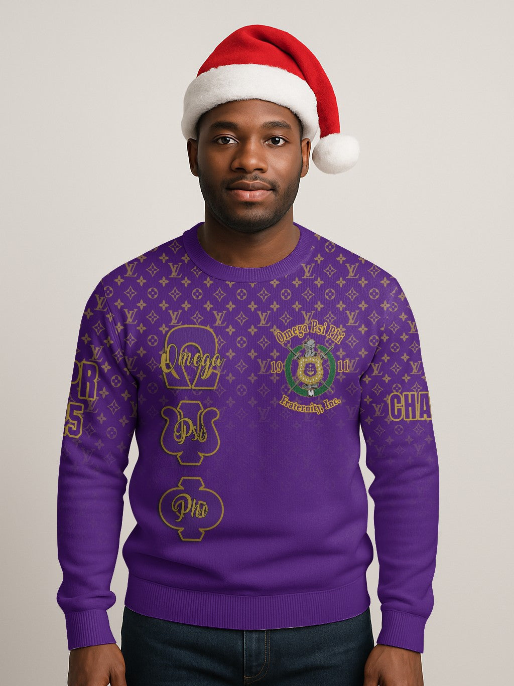 (Personalized) Omega Psi Phi Fraternity Louis Vuitton Knitted Sweater